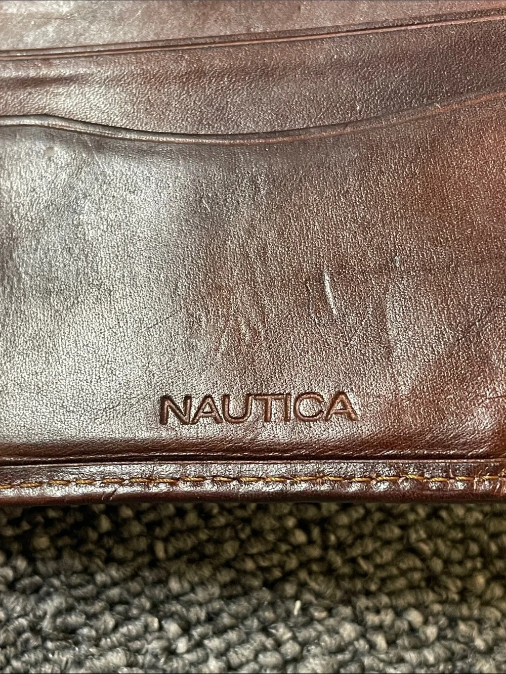 Vintage Nautica Genuine Leather Men’s Wallet. Made in India. Brown. GUC